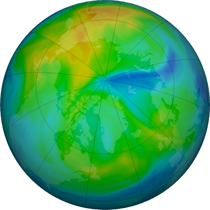 Arctic ozone map for 22 November 2022
